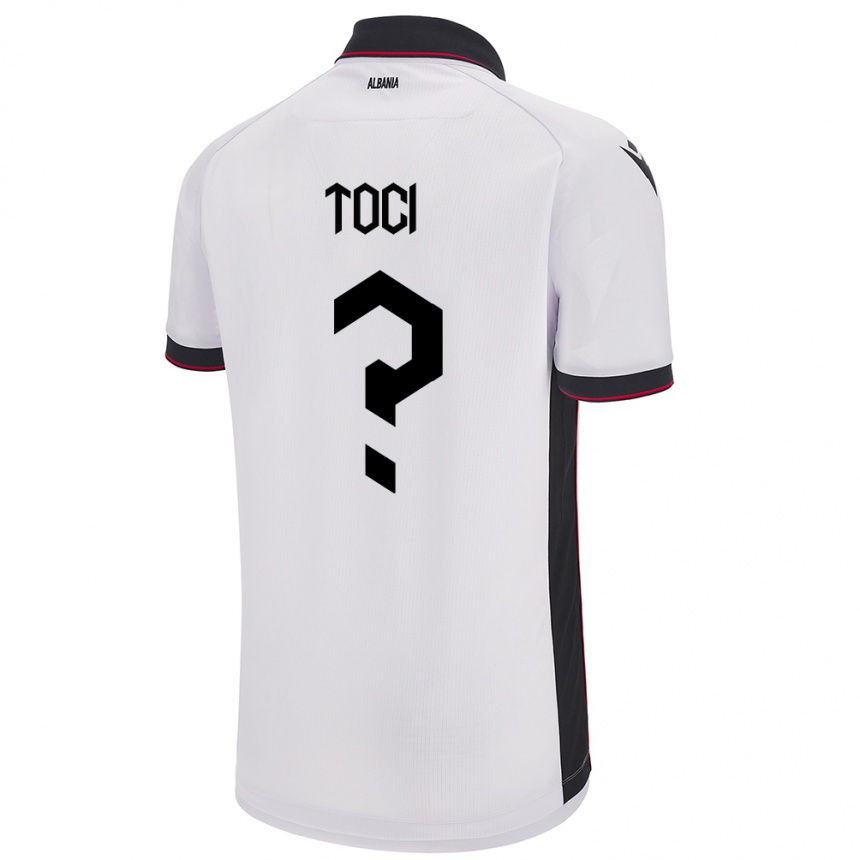 Kids Football Albania Eljon Toci #0 White Away Jersey 24-26 T-Shirt Za