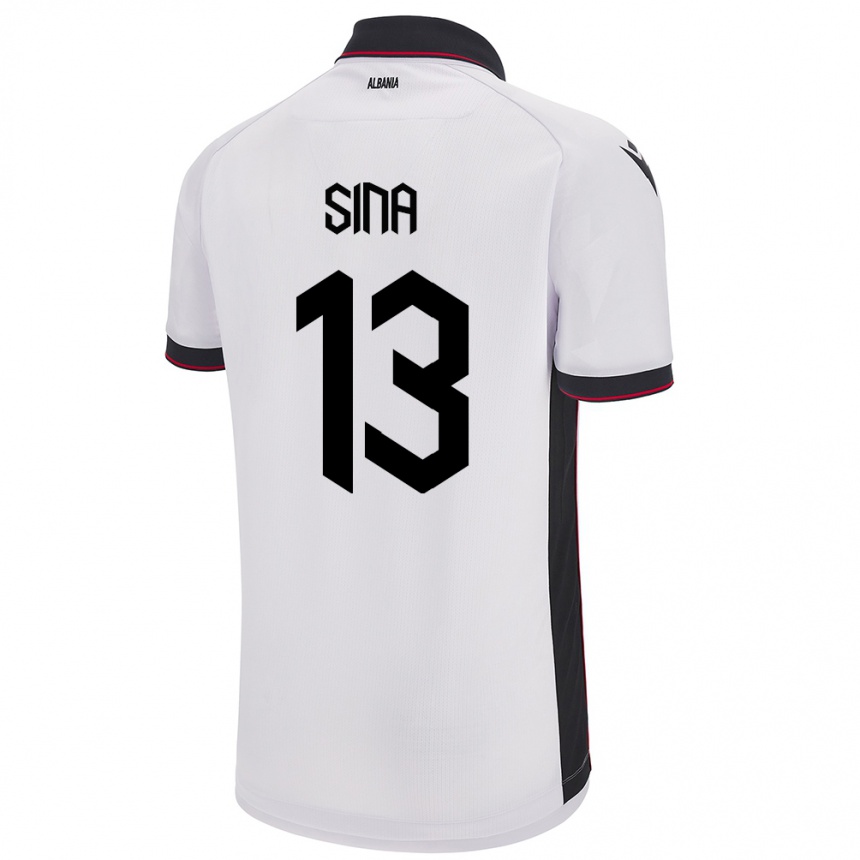 Kids Football Albania Samuele Sina #13 White Away Jersey 24-26 T-Shirt Za