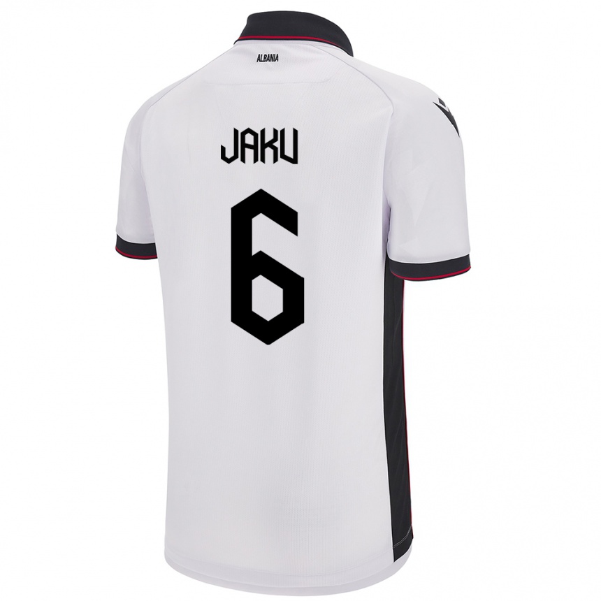 Kids Football Albania Jordi Jaku #6 White Away Jersey 24-26 T-Shirt Za