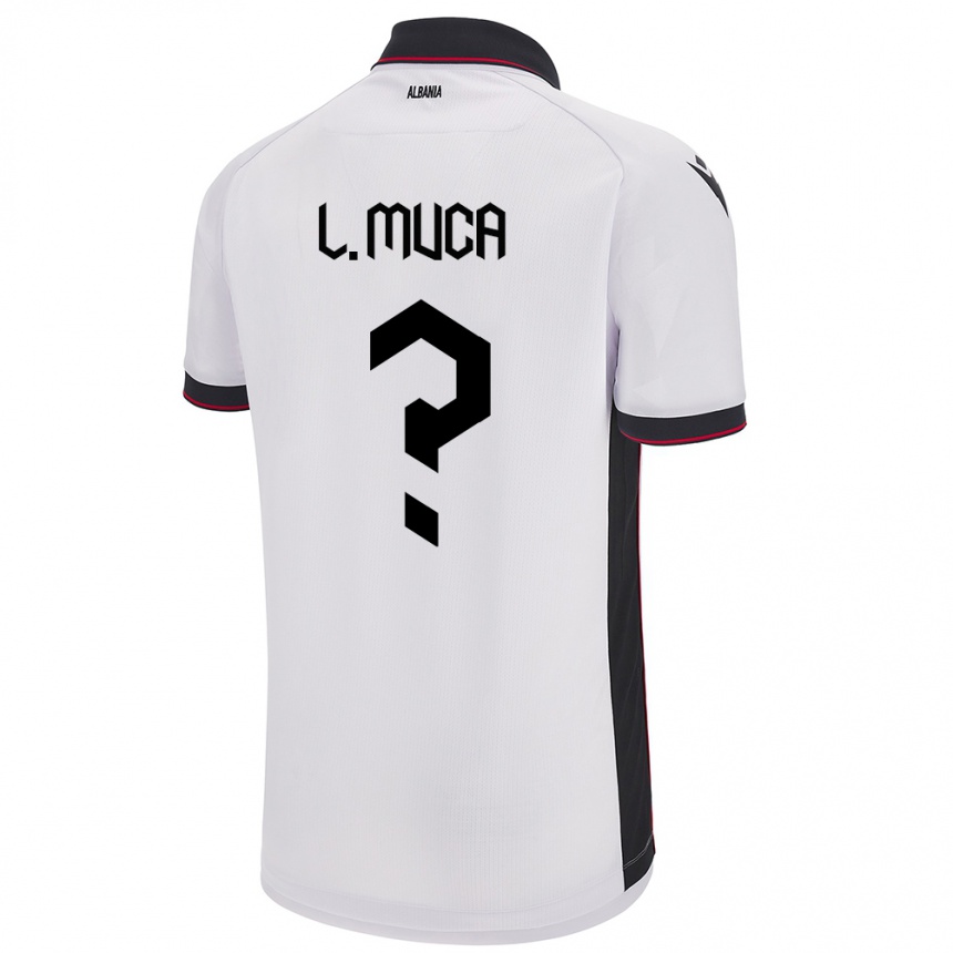 Kids Football Albania Leonard Muca #0 White Away Jersey 24-26 T-Shirt Za