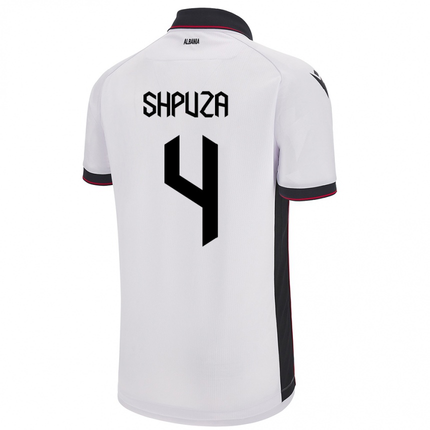 Kids Football Albania Kleo Shpuza #4 White Away Jersey 24-26 T-Shirt Za