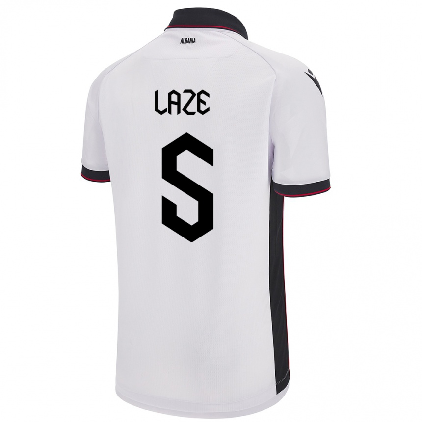 Kids Football Albania Jetmir Laze #5 White Away Jersey 24-26 T-Shirt Za