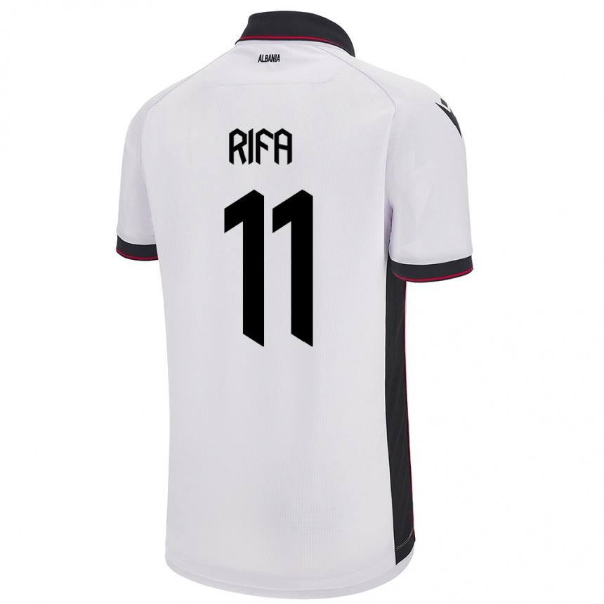 Kids Football Albania Oresti Rifa #11 White Away Jersey 24-26 T-Shirt Za