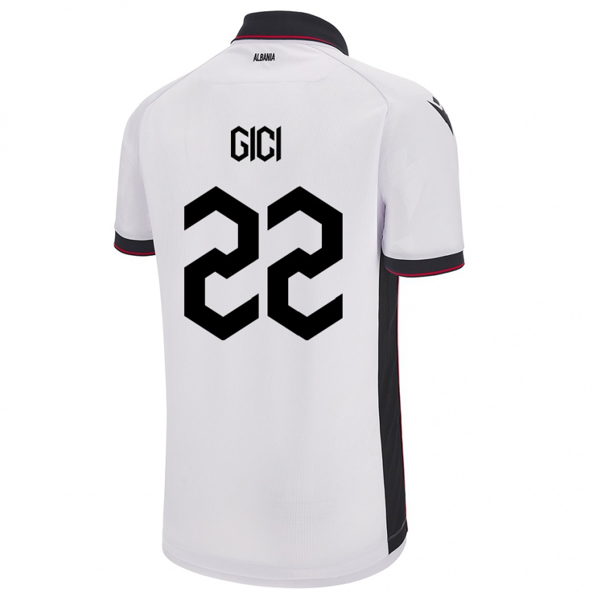 Kids Football Albania Matias Gici #22 White Away Jersey 24-26 T-Shirt Za