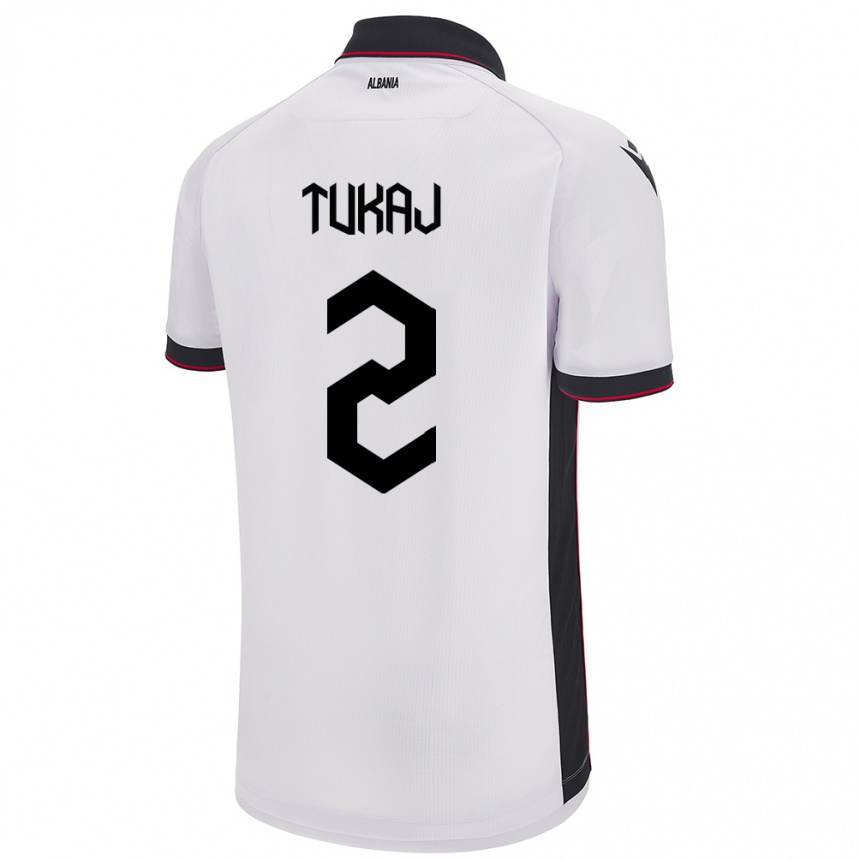 Kids Football Albania Armera Tukaj #2 White Away Jersey 24-26 T-Shirt Za