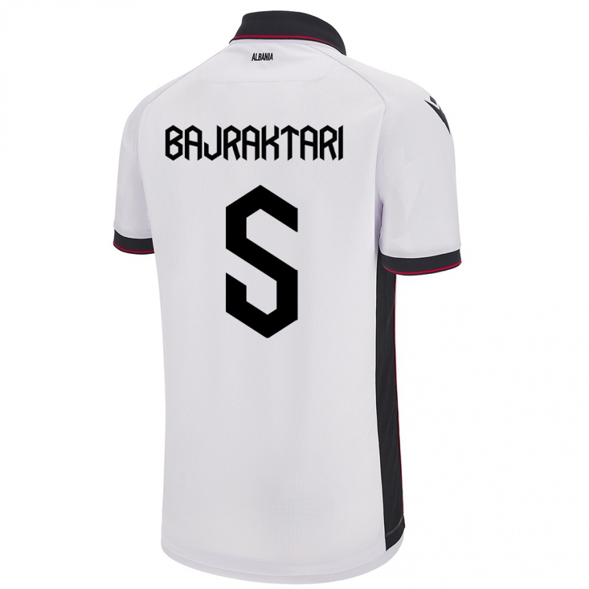 Kids Football Albania Arbiona Bajraktari #5 White Away Jersey 24-26 T-Shirt Za