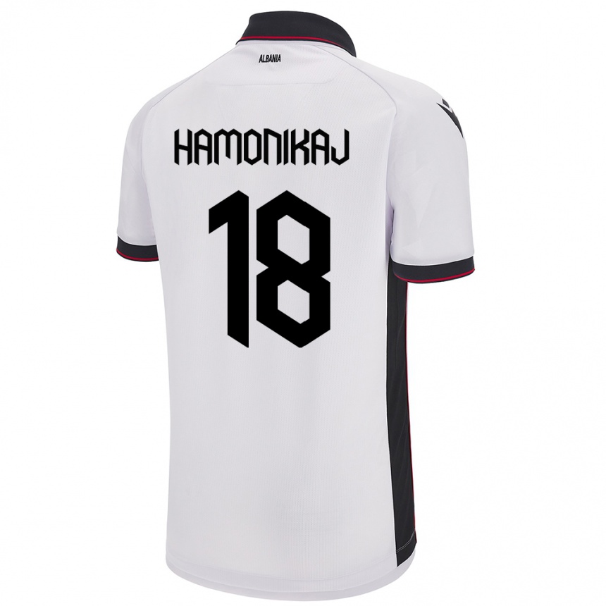 Kids Football Albania Klea Hamonikaj #18 White Away Jersey 24-26 T-Shirt Za