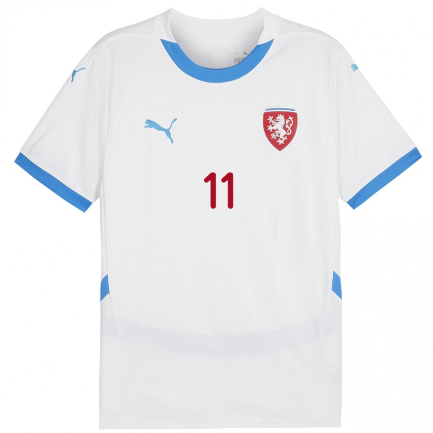 Kids Football Czech Republic Martin Taus #11 White Away Jersey 24-26 T-Shirt Za