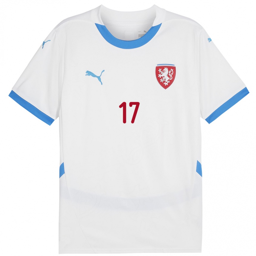 Kids Football Czech Republic Milos Pudil #17 White Away Jersey 24-26 T-Shirt Za