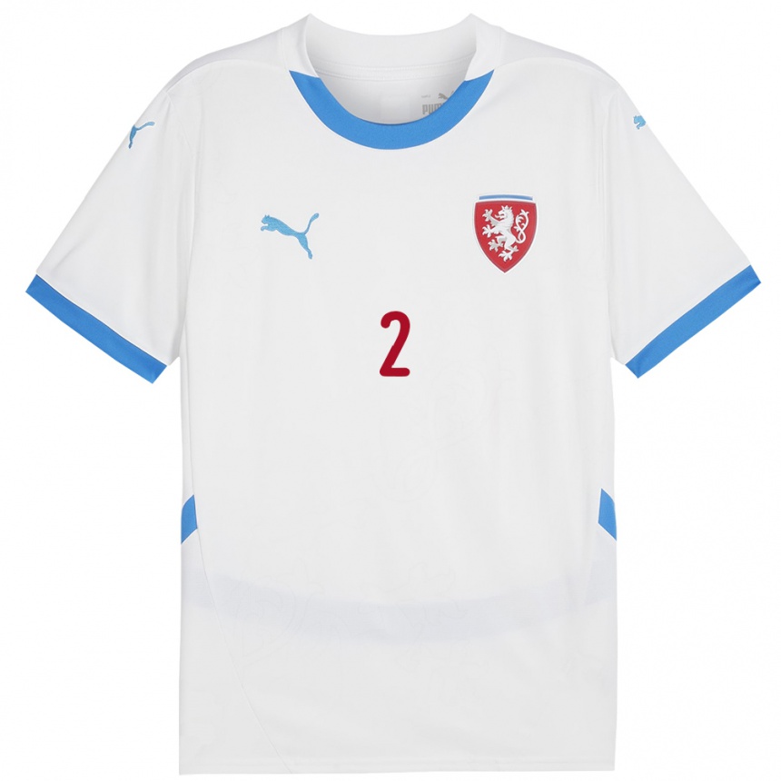 Kids Football Czech Republic Anna Dlasková #2 White Away Jersey 24-26 T-Shirt Za