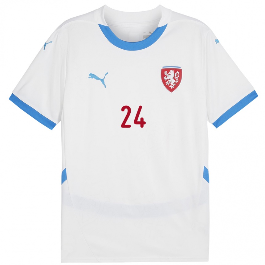 Kids Football Czech Republic Tomas Vlcek #24 White Away Jersey 24-26 T-Shirt Za