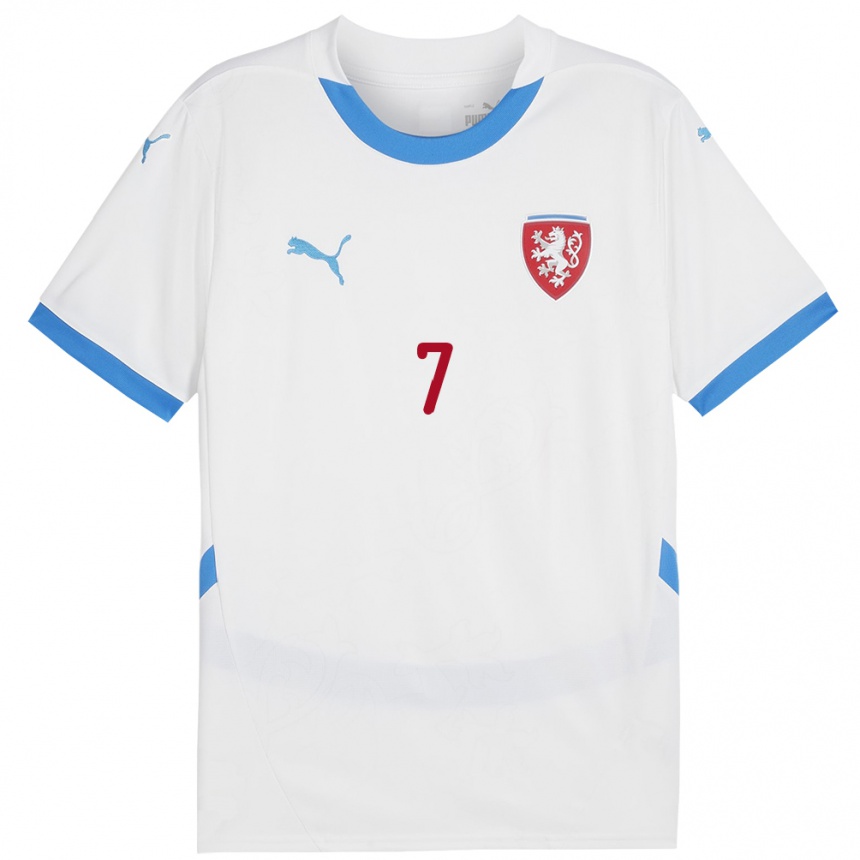 Kids Football Czech Republic Matyas Kodera #7 White Away Jersey 24-26 T-Shirt Za