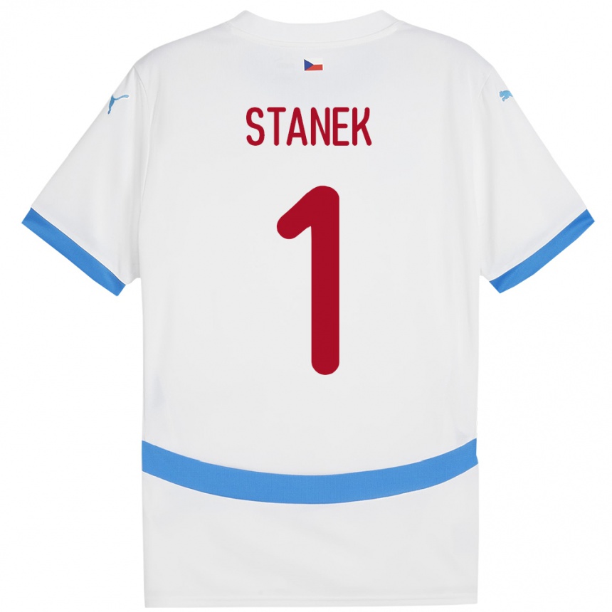 Kids Football Czech Republic Jindrich Stanek #1 White Away Jersey 24-26 T-Shirt Za