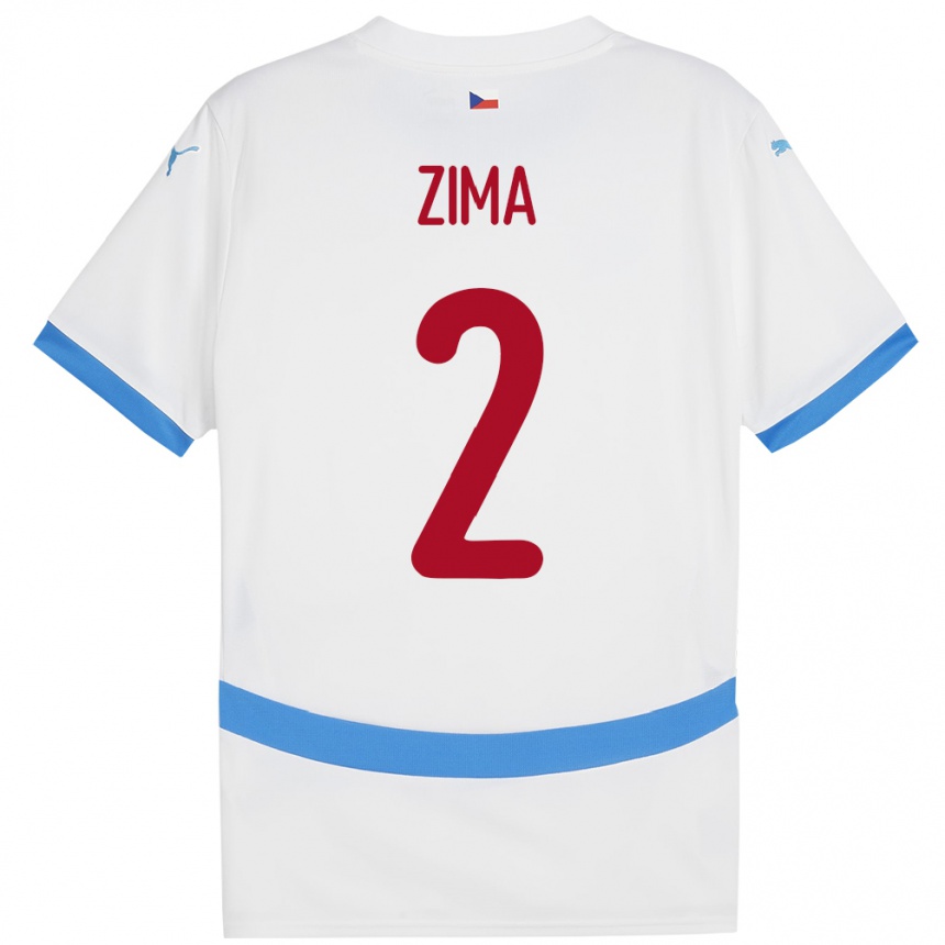 Kids Football Czech Republic David Zima #2 White Away Jersey 24-26 T-Shirt Za