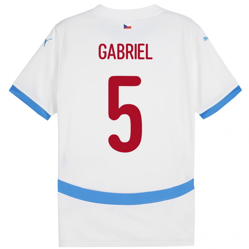 Kids Football Czech Republic Adam Gabriel #5 White Away Jersey 24-26 T-Shirt Za