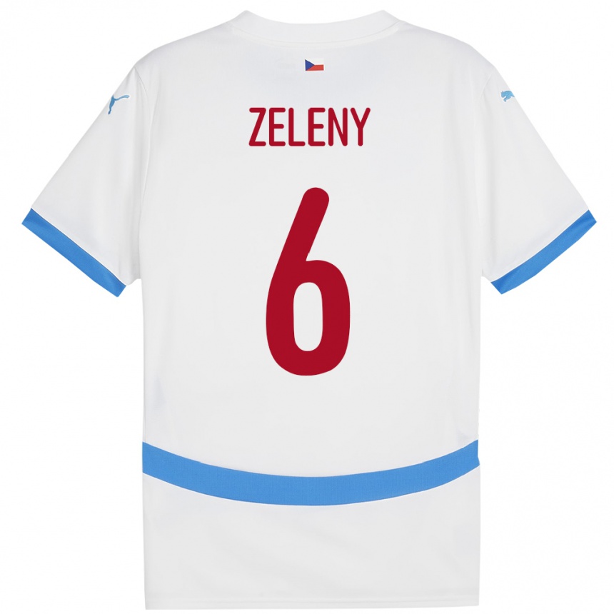 Kids Football Czech Republic Jaroslav Zelený #6 White Away Jersey 24-26 T-Shirt Za