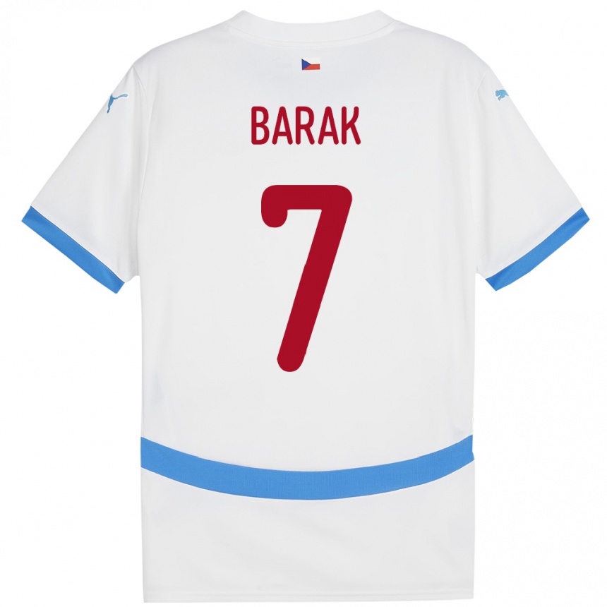 Kids Football Czech Republic Antonín Barák #7 White Away Jersey 24-26 T-Shirt Za