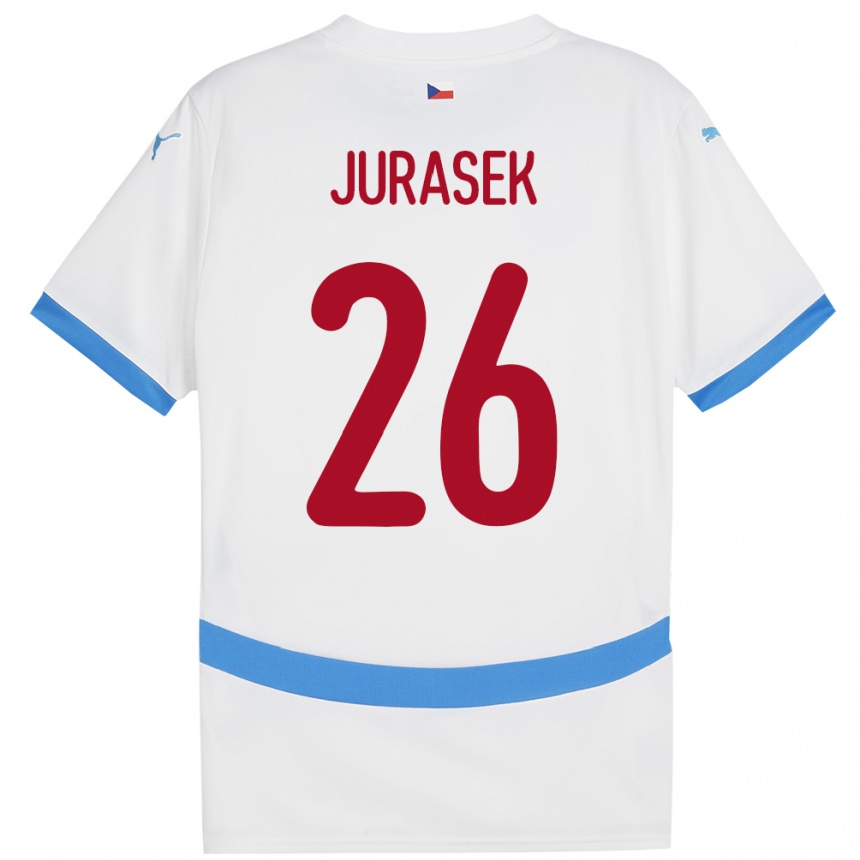 Kids Football Czech Republic Matej Jurasek #26 White Away Jersey 24-26 T-Shirt Za