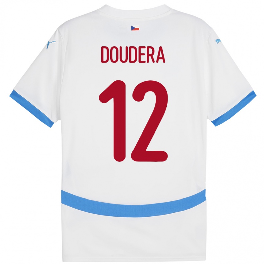 Kids Football Czech Republic David Doudera #12 White Away Jersey 24-26 T-Shirt Za