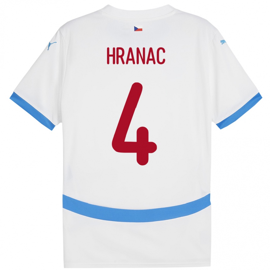 Kids Football Czech Republic Robin Hranac #4 White Away Jersey 24-26 T-Shirt Za