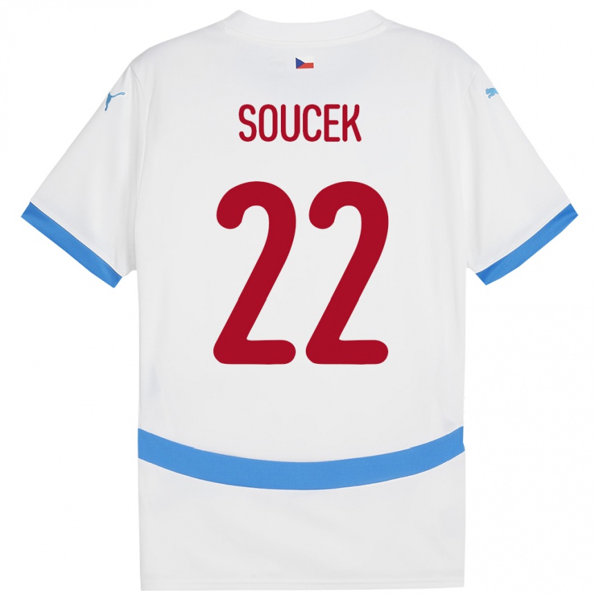 Kids Football Czech Republic Tomas Soucek #22 White Away Jersey 24-26 T-Shirt Za