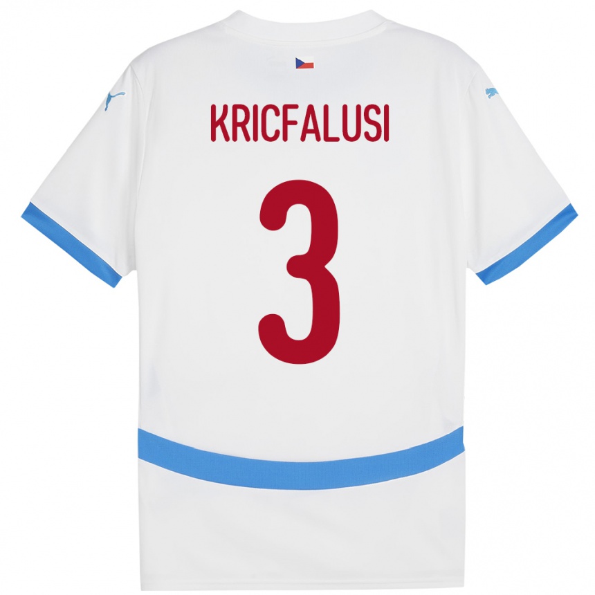 Kids Football Czech Republic Ondrej Kricfalusi #3 White Away Jersey 24-26 T-Shirt Za