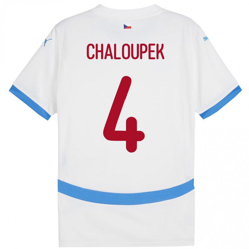 Kids Football Czech Republic Stepan Chaloupek #4 White Away Jersey 24-26 T-Shirt Za