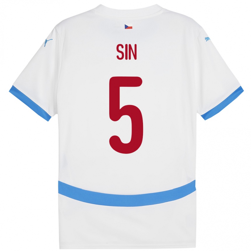 Kids Football Czech Republic Matej Sin #5 White Away Jersey 24-26 T-Shirt Za