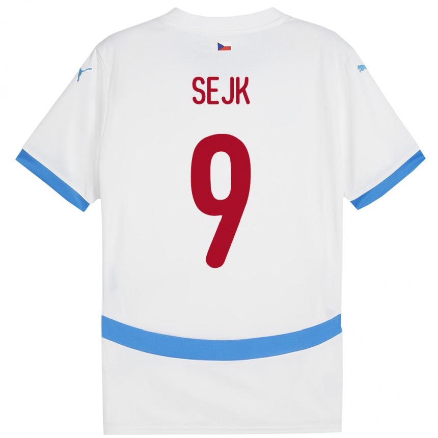 Kids Football Czech Republic Vaclav Sejk #9 White Away Jersey 24-26 T-Shirt Za