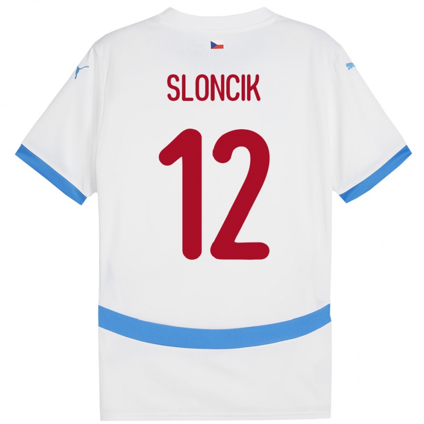 Kids Football Czech Republic Tom Sloncik #12 White Away Jersey 24-26 T-Shirt Za