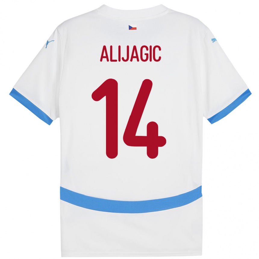 Kids Football Czech Republic Denis Alijagic #14 White Away Jersey 24-26 T-Shirt Za