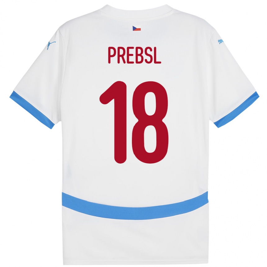 Kids Football Czech Republic Filip Prebsl #18 White Away Jersey 24-26 T-Shirt Za