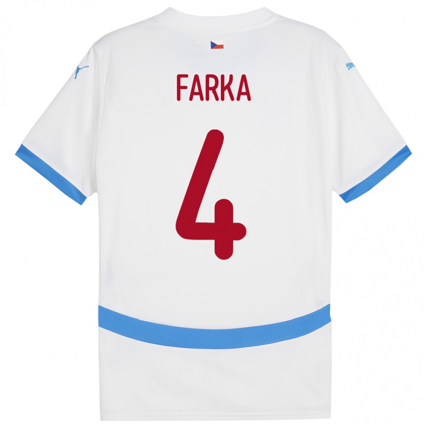 Kids Football Czech Republic Dominik Farka #4 White Away Jersey 24-26 T-Shirt Za