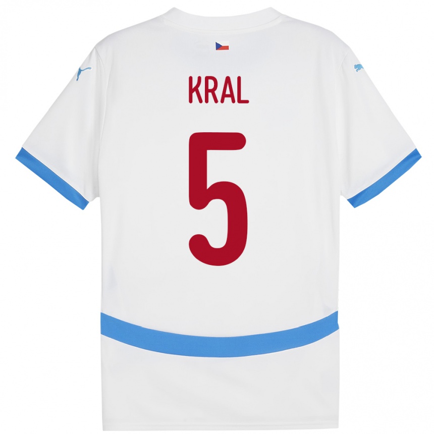 Kids Football Czech Republic Tomas Kral #5 White Away Jersey 24-26 T-Shirt Za