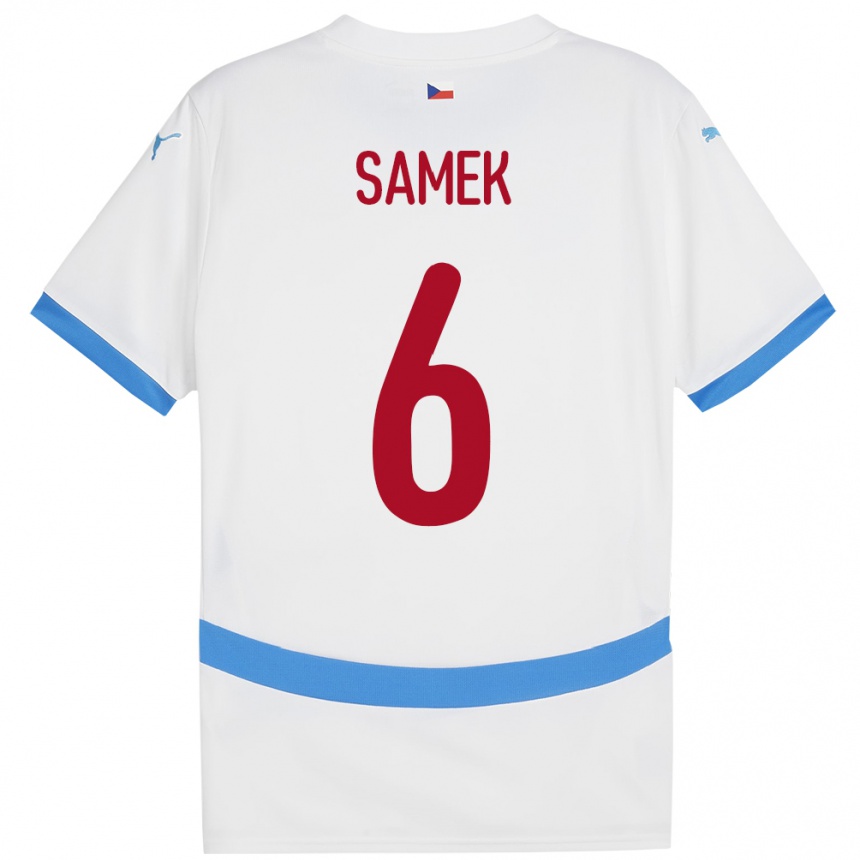 Kids Football Czech Republic Daniel Samek #6 White Away Jersey 24-26 T-Shirt Za