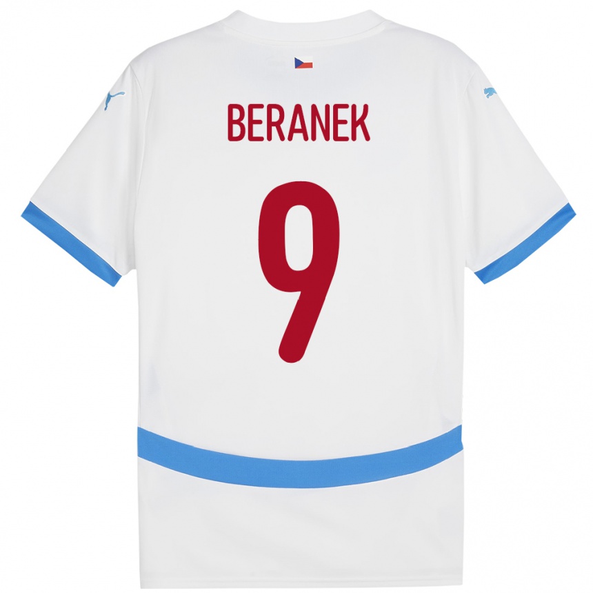 Kids Football Czech Republic Marek Beranek #9 White Away Jersey 24-26 T-Shirt Za