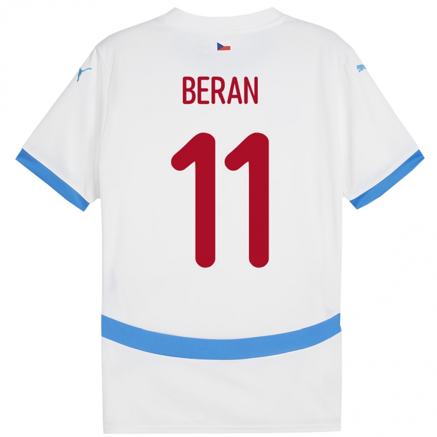 Kids Football Czech Republic Stepan Beran #11 White Away Jersey 24-26 T-Shirt Za