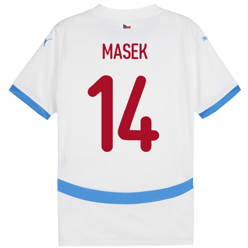 Kids Football Czech Republic Lukas Masek #14 White Away Jersey 24-26 T-Shirt Za