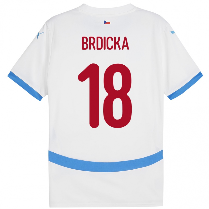 Kids Football Czech Republic Filip Brdicka #18 White Away Jersey 24-26 T-Shirt Za