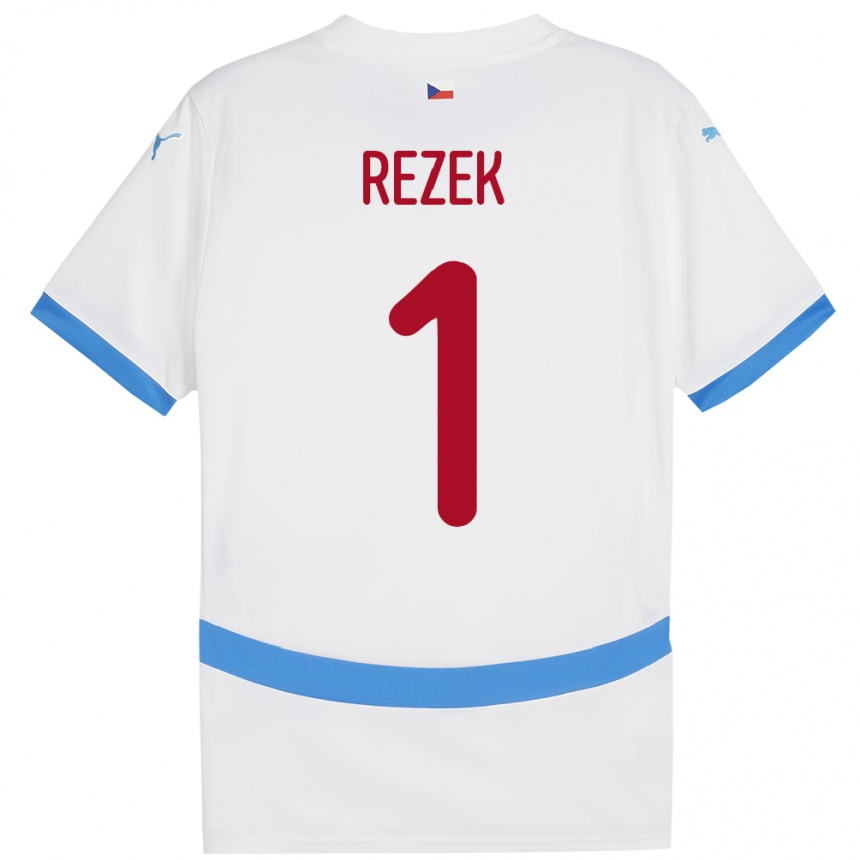 Kids Football Czech Republic Adam Rezek #1 White Away Jersey 24-26 T-Shirt Za