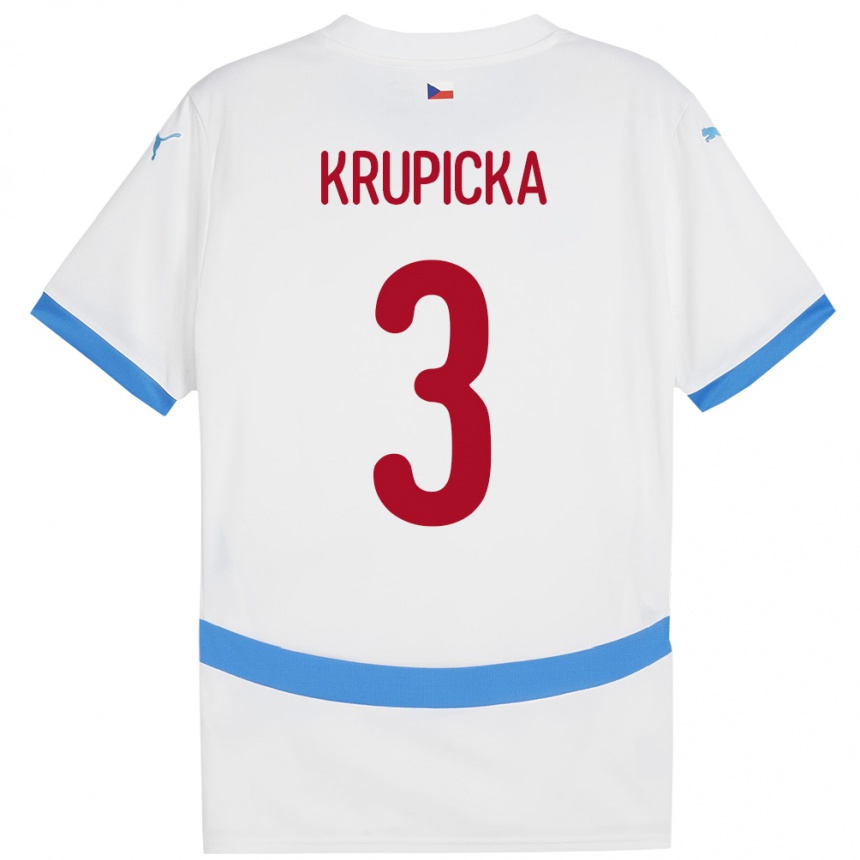 Kids Football Czech Republic David Krupicka #3 White Away Jersey 24-26 T-Shirt Za