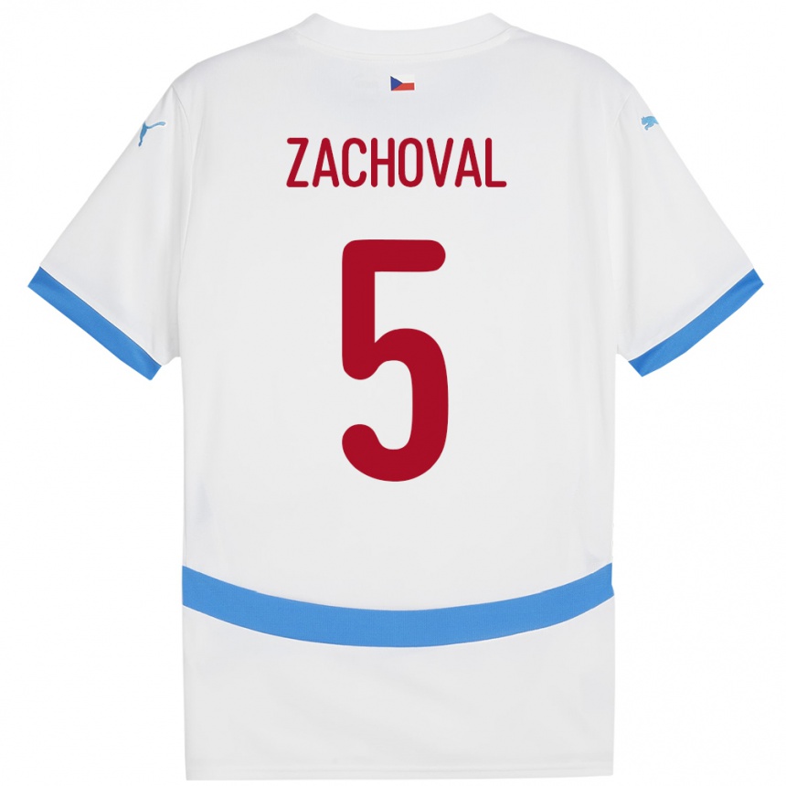 Kids Football Czech Republic Matej Zachoval #5 White Away Jersey 24-26 T-Shirt Za