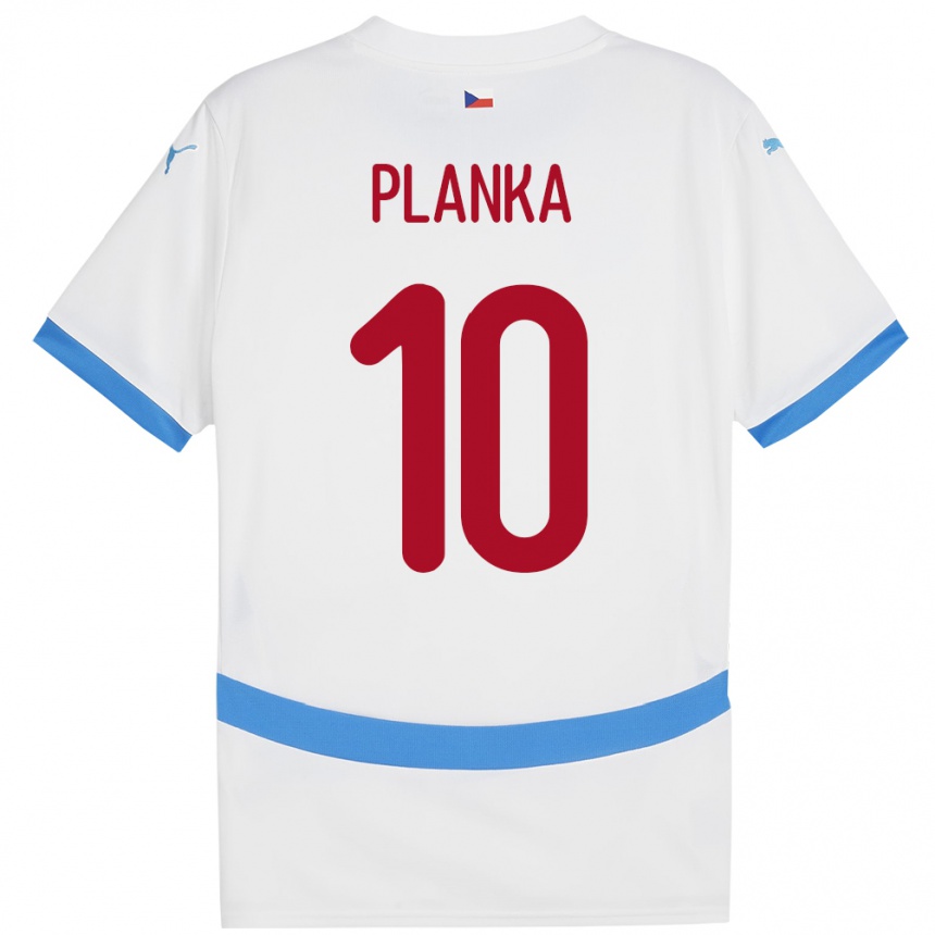 Kids Football Czech Republic David Planka #10 White Away Jersey 24-26 T-Shirt Za