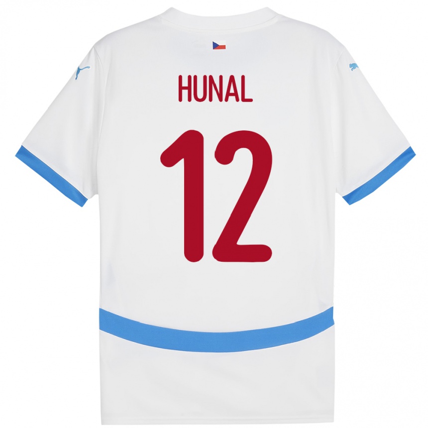 Kids Football Czech Republic Eric Hunal #12 White Away Jersey 24-26 T-Shirt Za