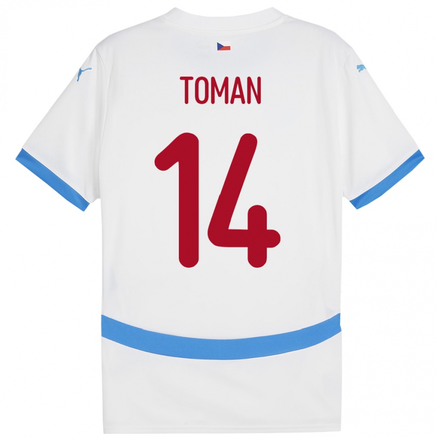 Kids Football Czech Republic Zdenek Toman #14 White Away Jersey 24-26 T-Shirt Za