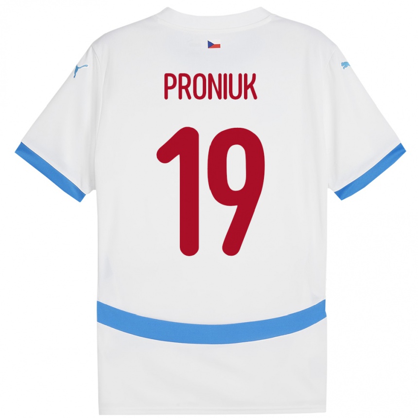 Kids Football Czech Republic Adam Proniuk #19 White Away Jersey 24-26 T-Shirt Za