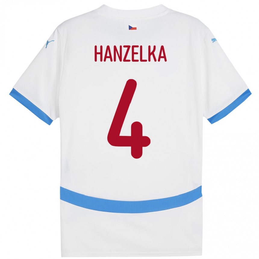 Kids Football Czech Republic Denis Hanzelka #4 White Away Jersey 24-26 T-Shirt Za