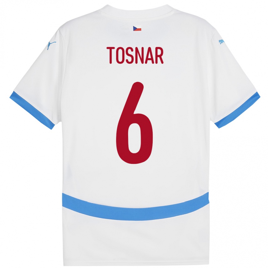 Kids Football Czech Republic Jakub Tosnar #6 White Away Jersey 24-26 T-Shirt Za