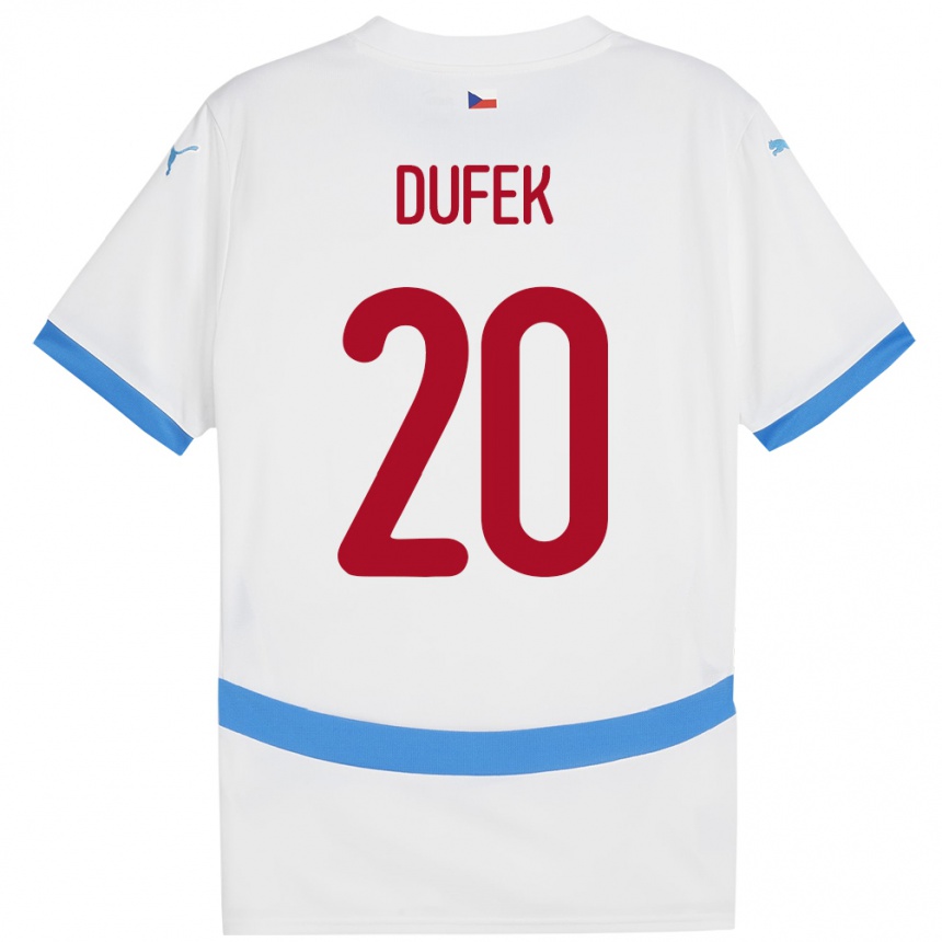 Kids Football Czech Republic Jakub Dufek #20 White Away Jersey 24-26 T-Shirt Za