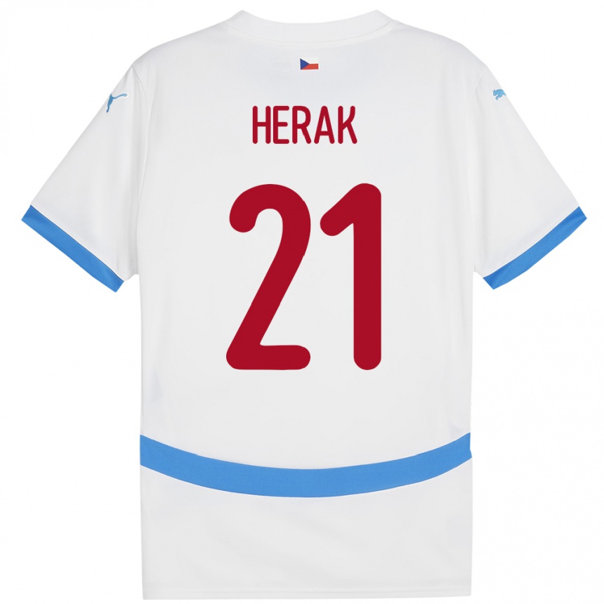 Kids Football Czech Republic Frantisek Herak #21 White Away Jersey 24-26 T-Shirt Za